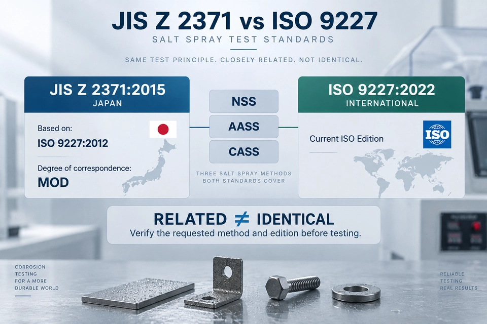 JIS Z 2371 vs ISO 9227 salt spray test differences